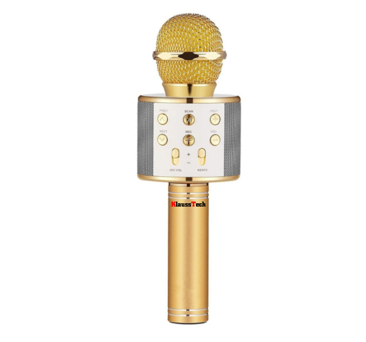 Microfon karaoke, klausstech, bluetooth, ajustabil, putere 5w, auriu